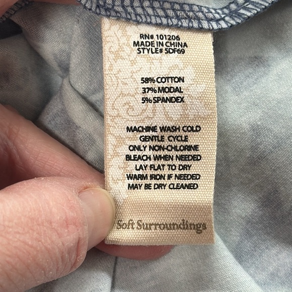 Soft Surroundings Blue Floral Midi Dress Sz 1X - Picture 8 of 8